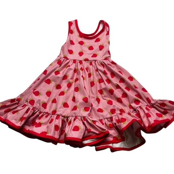 Girlhood Strawberry Print Sleeveless Twirl Dress Size 4 - Picture 5 of 5